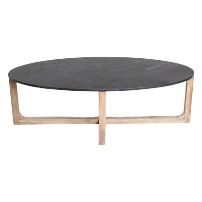 Marmeren Salontafel Ovaal Zwart Raw Materials