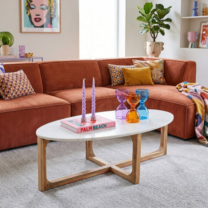Salontafel Marmer Ovaal Wit Raw Materials