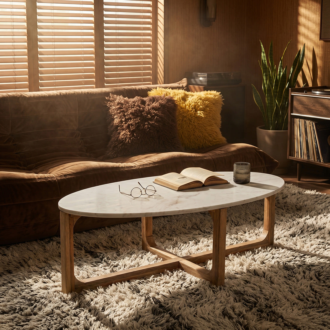Salontafel Marmer Ovaal Wit Raw Materials