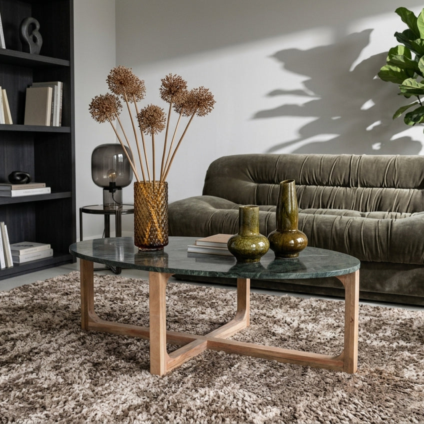 Salontafel Marmer Ovaal Groen Raw Materials