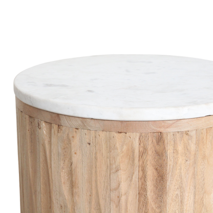 Ronde Bijzettafel Malakka Marmer Wit Raw Materials
