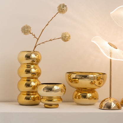 Vaas Rups Glas Goud Ø13,5x30cm J-Line