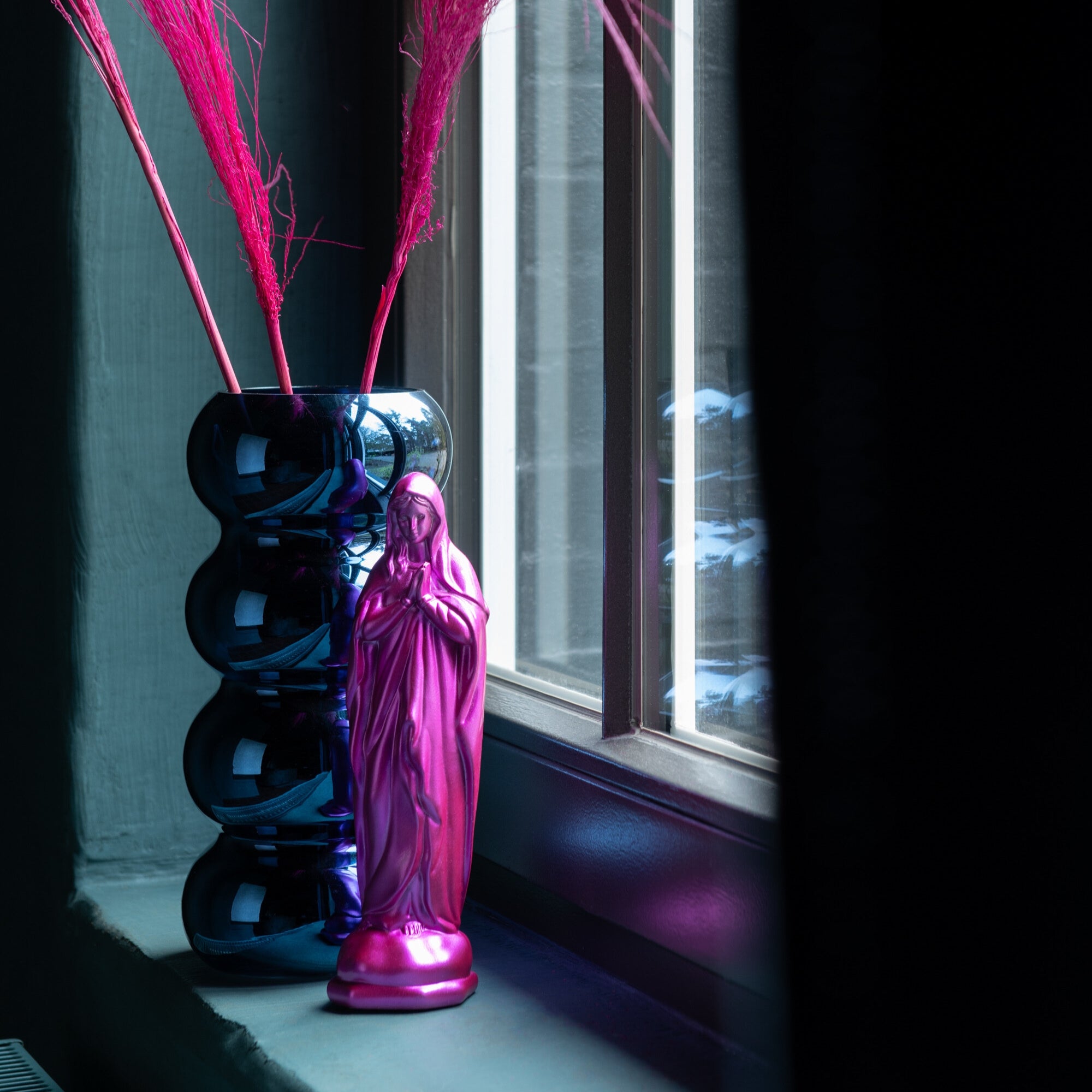 Vaas Rups Glas Blauw Ø13,5x30cm J-Line