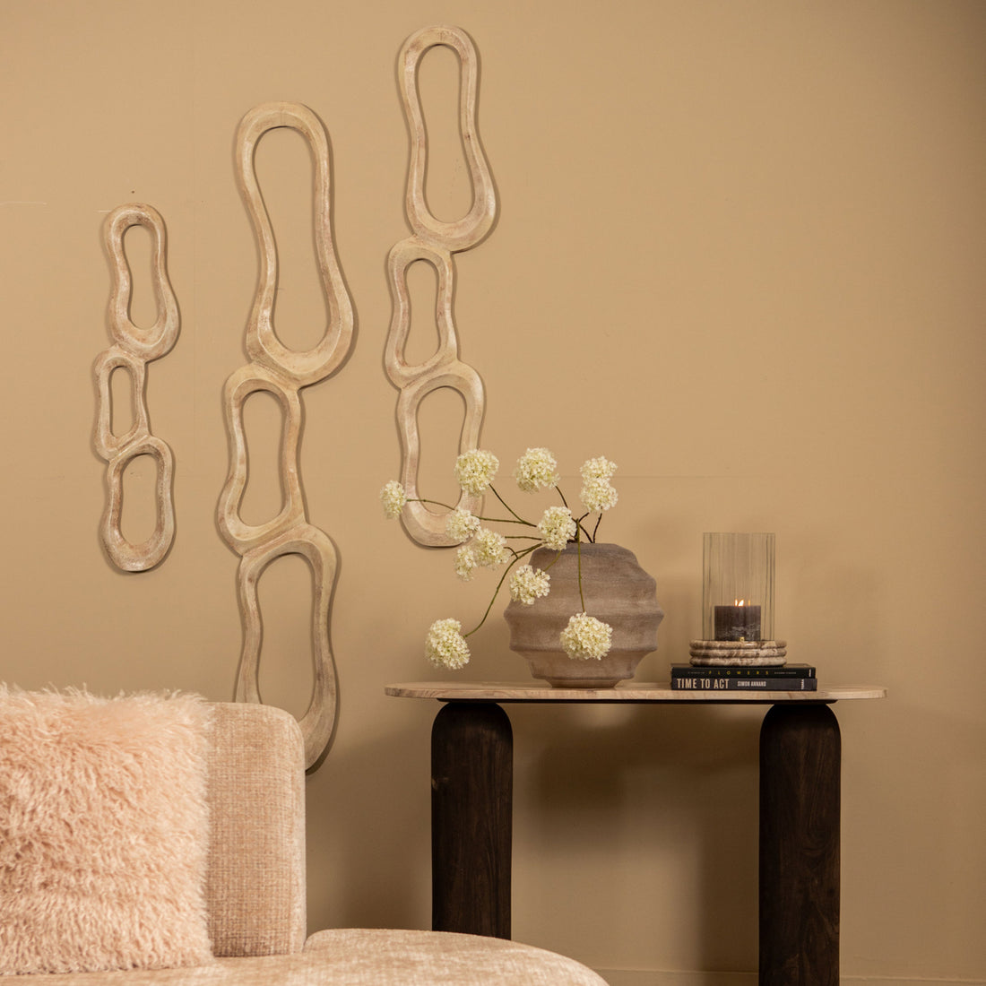 Wanddeco Camare Abstract Design Gegoten Aluminium Beige Medium PTMD