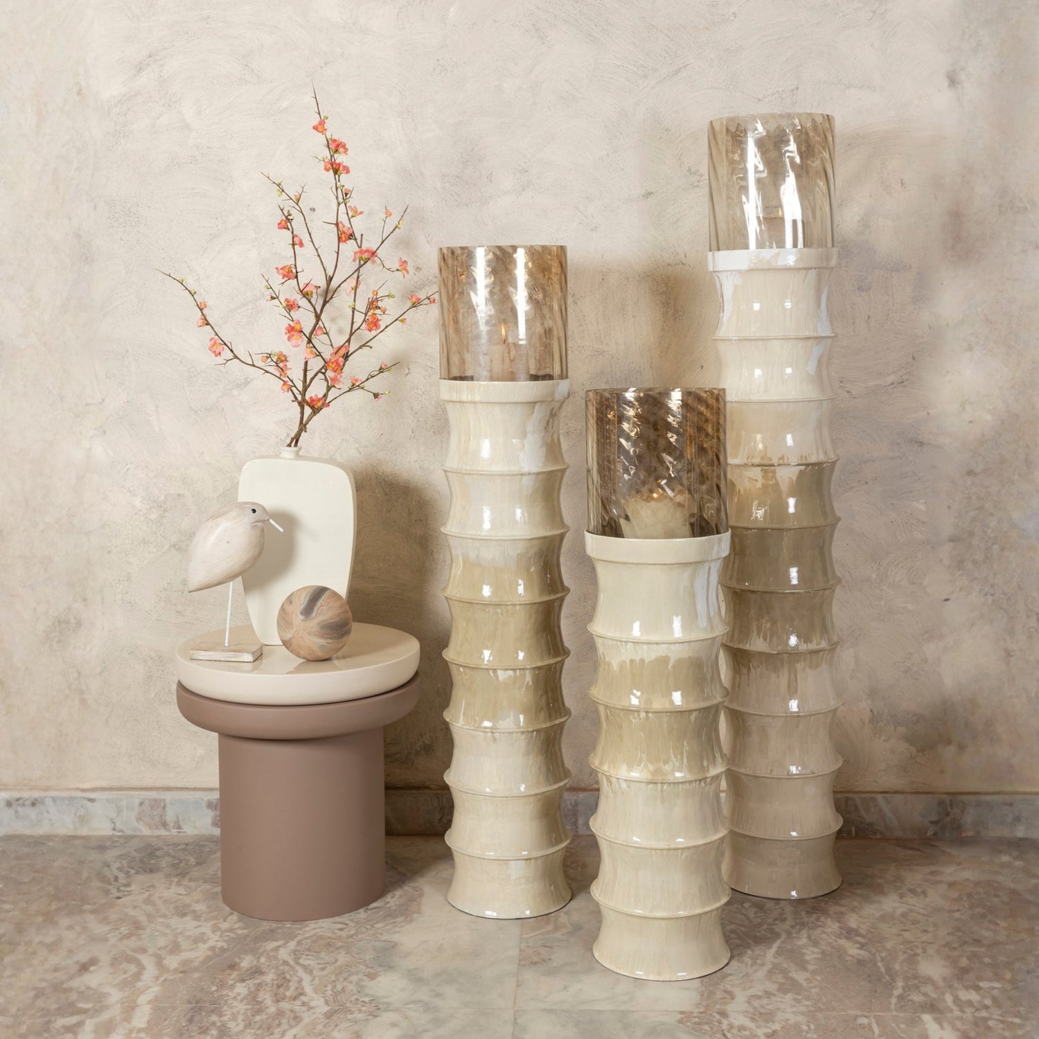 Windlicht Kaylyne Crème Emaille Small PTMD