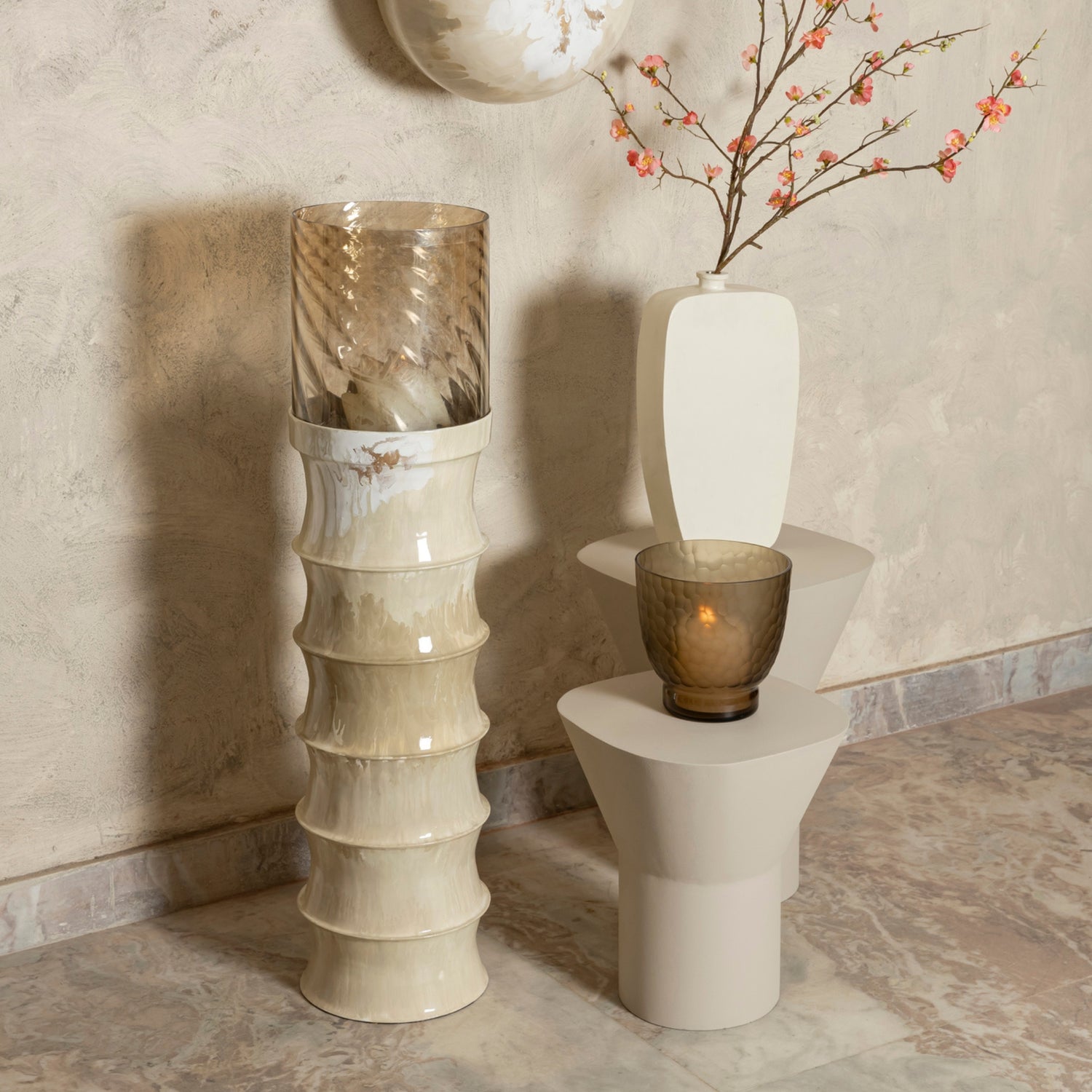 Windlicht Kaylyne Crème Emaille Small PTMD