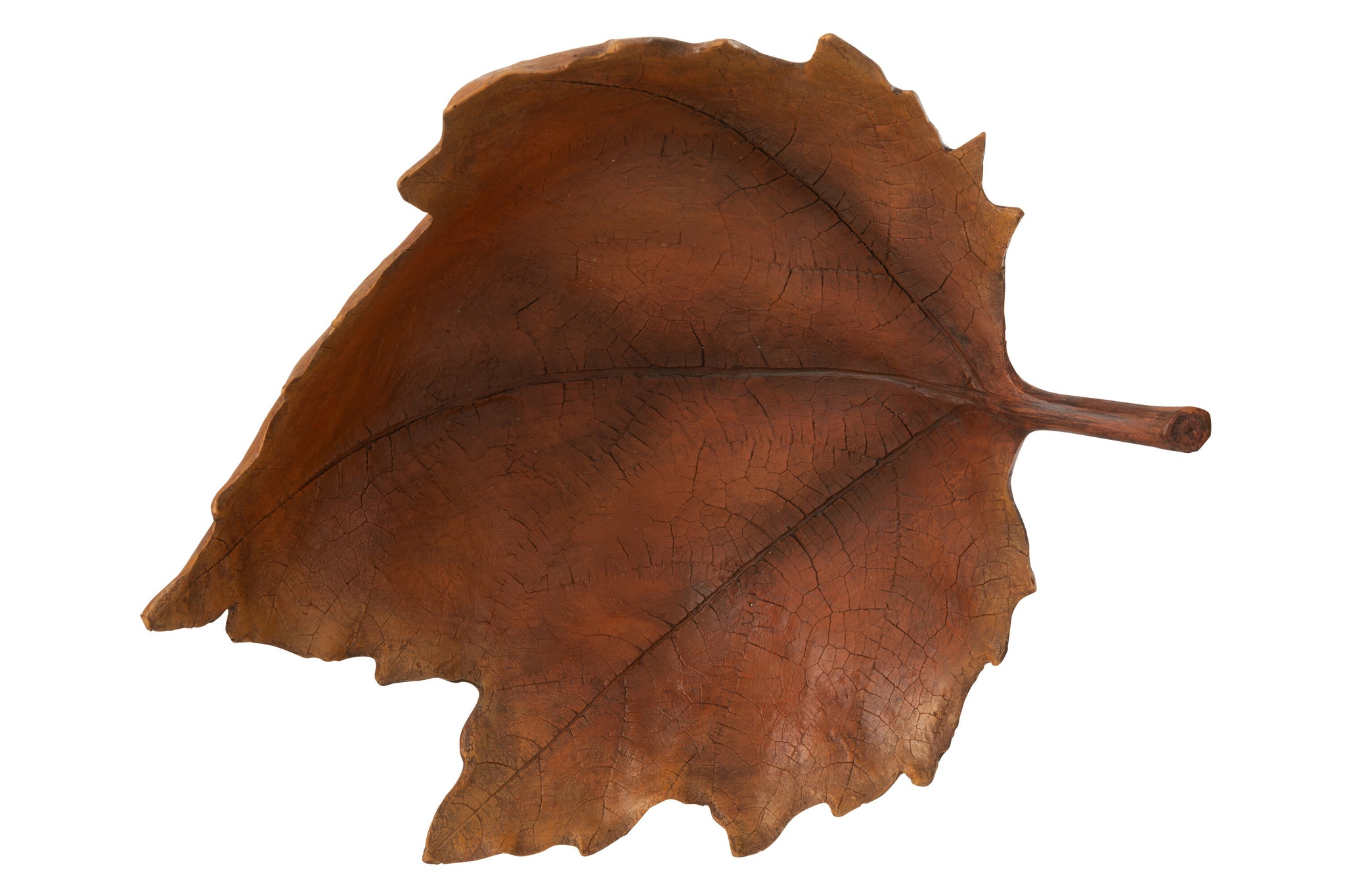 Woondecoratie schaal blad van J-Line – decoratief plateau herfst in oranje bruine tinten