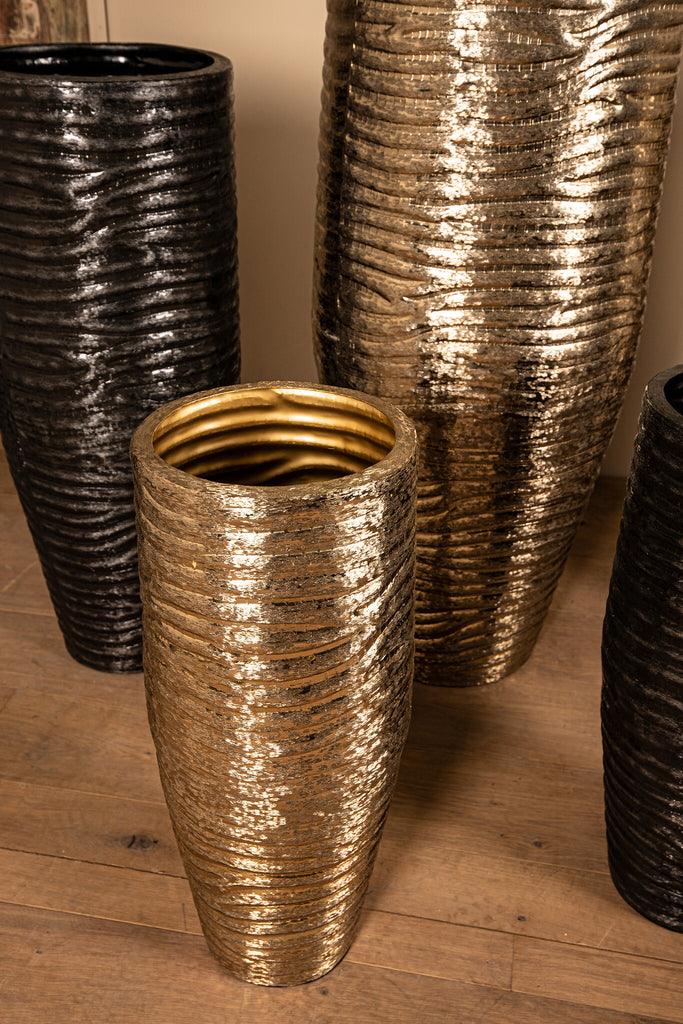 Addila Black Brushed High Pot - Set van 3 - PTMD - Pot - PTMD - livinglovely.nl