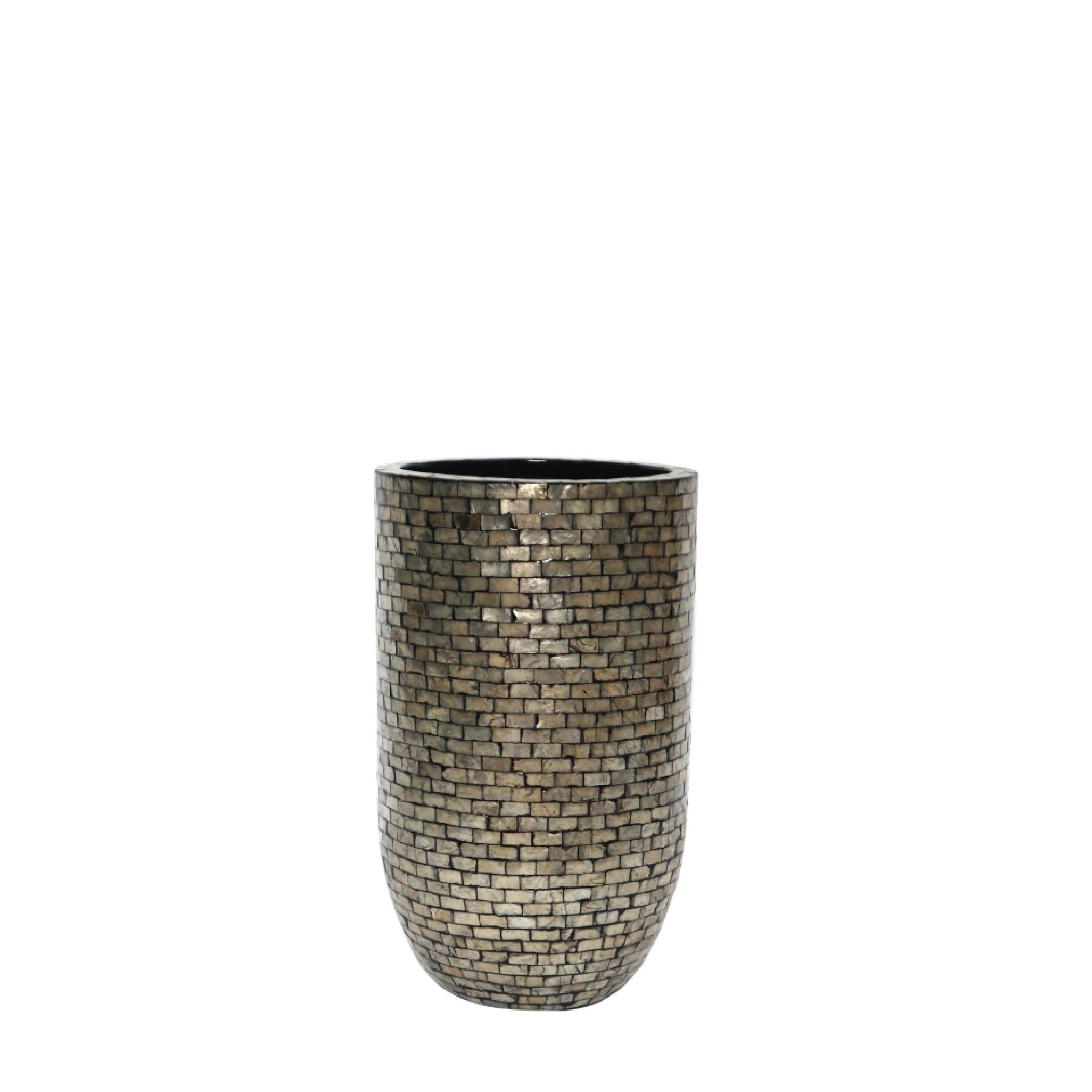 Adrija Champagne Round Poly Shell Bamboo Pot S Dia35x57.cm PTMD - Pot - PTMD - livinglovely.nl