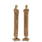 Afrikaanse Figuur Poly Bruin Set van 2 - Beeld - J-Line - livinglovely.nl