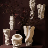 Aharon White Ceramic Irregular Shaped Vase Slim L 24x23x51cm PTMD - Vaas - PTMD - livinglovely.nl