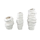 Aharon White Ceramic Irregular Shaped Vase Slim L 24x23x51cm PTMD - Vaas - PTMD - livinglovely.nl