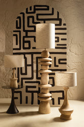 Ahid Natural mango wood classic table lamp round PTMD - Tafellamp - PTMD - livinglovely.nl