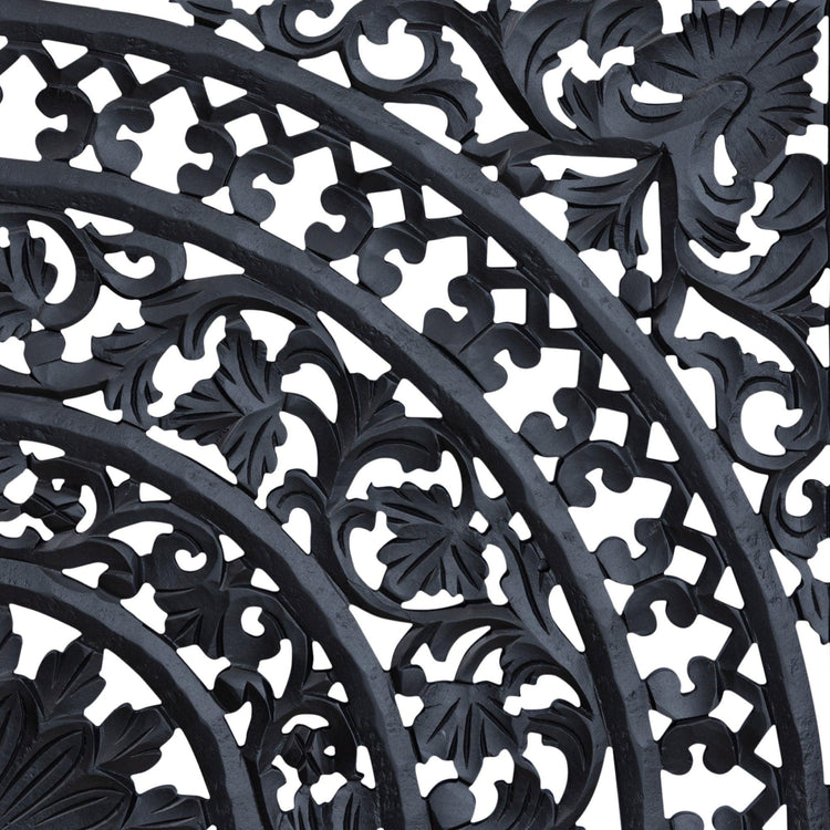 Akoulina Black MDF Antique Carved Wallpanel 4 pcs PTMD , wanddecoratie , PTMD , livinglovely.nl