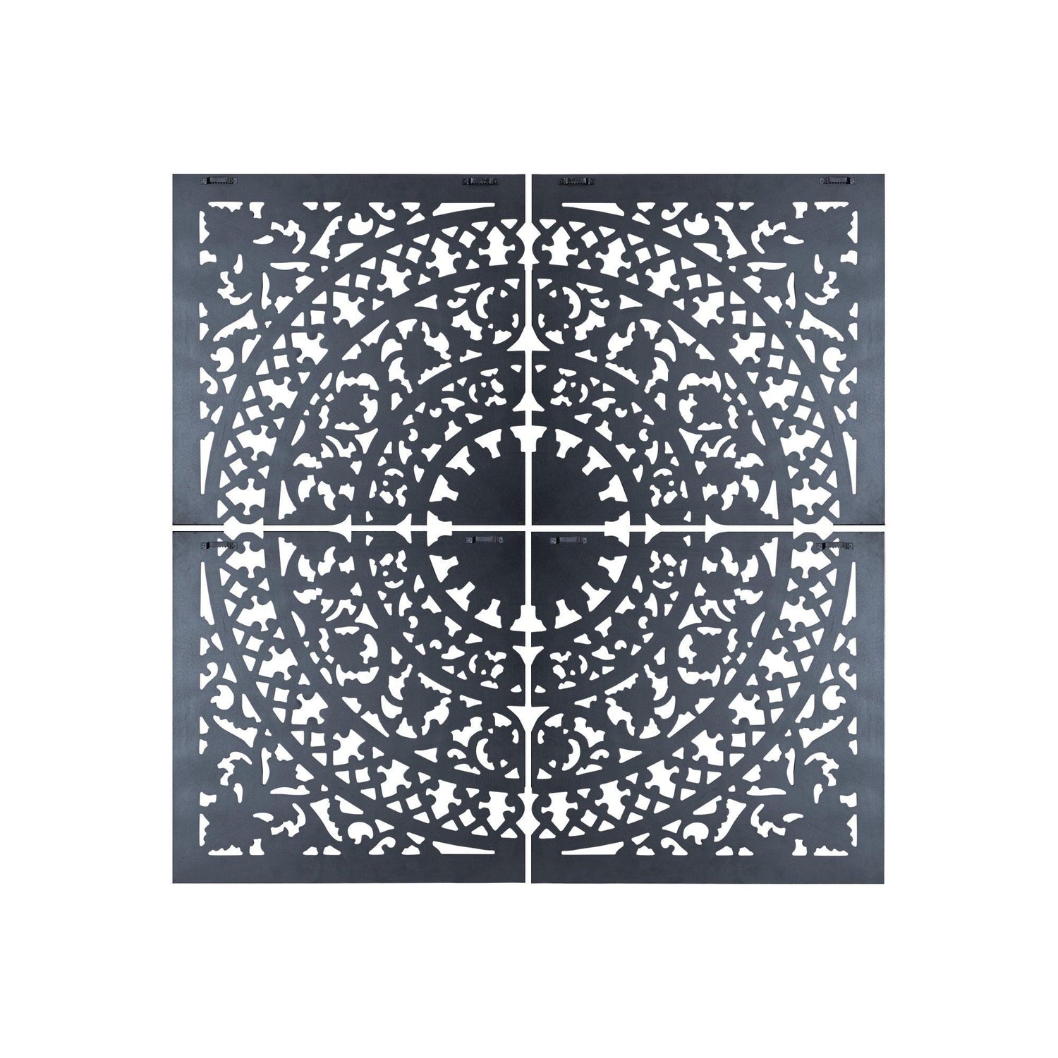 Akoulina Black MDF Antique Carved Wallpanel 4 pcs PTMD , wanddecoratie , PTMD , livinglovely.nl