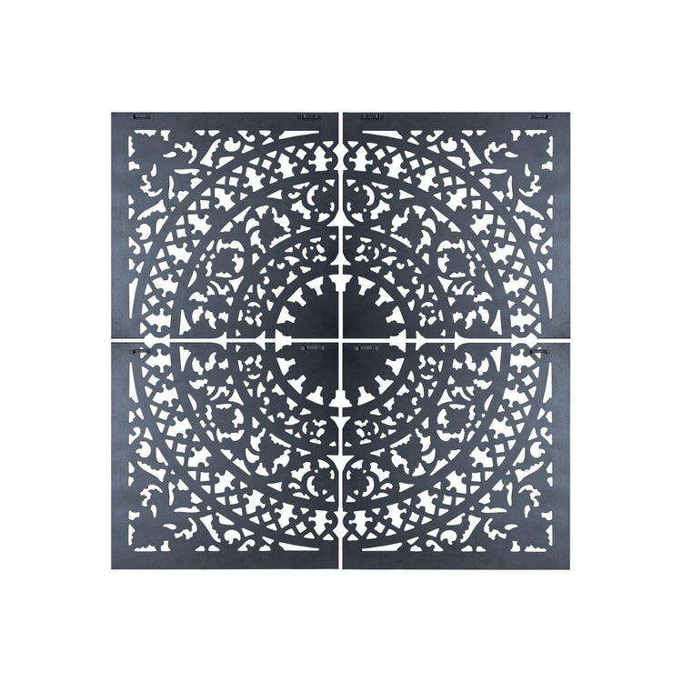 Akoulina Black MDF Antique Carved Wallpanel 4 pcs PTMD , wanddecoratie , PTMD , livinglovely.nl