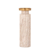 Alani Kandelaar Marmer Beige Geribbeld Large van PTMD, vooraanzicht van de geribbelde kandelaar op wit