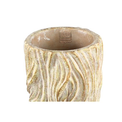 Alexio Cream Round Cement Pot Wavy Lines High L Ø20xH45cm PTMD - Pot - PTMD - livinglovely.nl