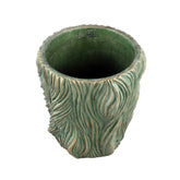 Alexio Green Round Cement Pot Wavy Lines Low XXL Ø40xH40cm PTMD - Pot - PTMD - livinglovely.nl