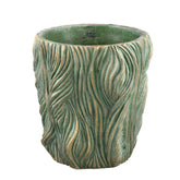 Alexio Green Round Cement Pot Wavy Lines Low XXL Ø40xH40cm PTMD - Pot - PTMD - livinglovely.nl