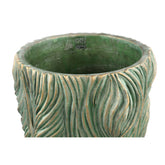 Alexio Green Round Cement Pot Wavy Lines Low XXL Ø40xH40cm PTMD - Pot - PTMD - livinglovely.nl