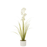 Allium In Pot Plastiek Groen/Wit Small 15x15x92cm - Kunstplant - J-Line - livinglovely.nl
