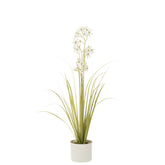 Allium In Pot Plastiek Groen/Wit Small 15x15x92cm - Kunstplant - J-Line - livinglovely.nl