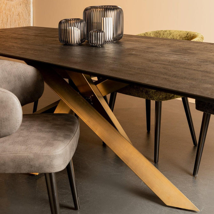 Alore Black on Gold Diningtable Rectangle PTMD , eettafel , PTMD , livinglovely.nl