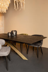 Alore Black on Gold Diningtable Rectangle PTMD , eettafel , PTMD , livinglovely.nl