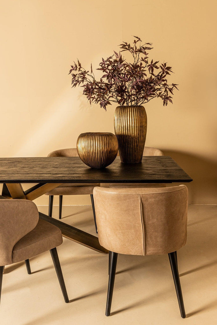 Alore Brown on Gold Diningtable Rectangle PTMD , eettafel , PTMD , livinglovely.nl