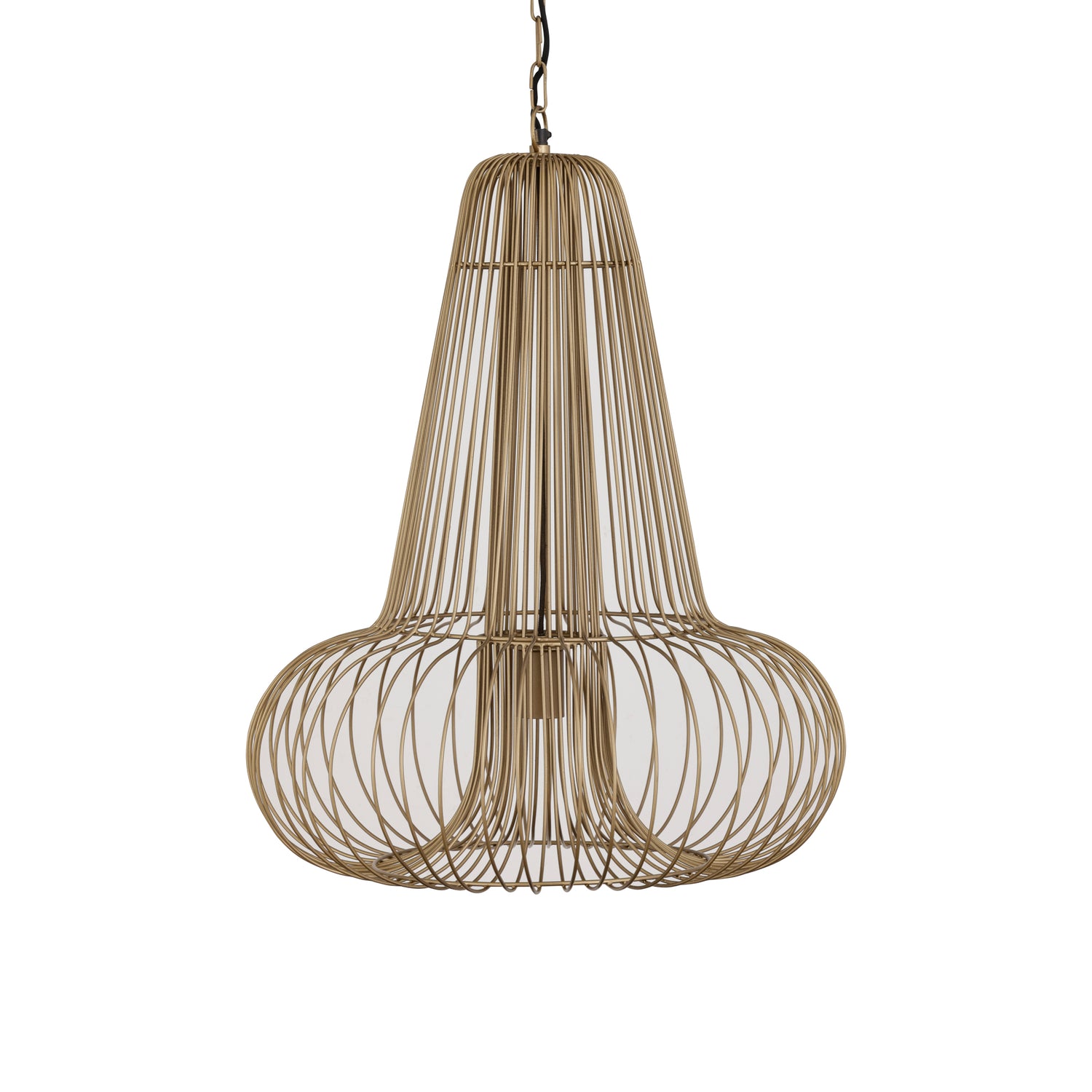 Aluesi Antique Brass Iron Wired Hanging Lamp PTMD - Hanglamp - PTMD - livinglovely.nl