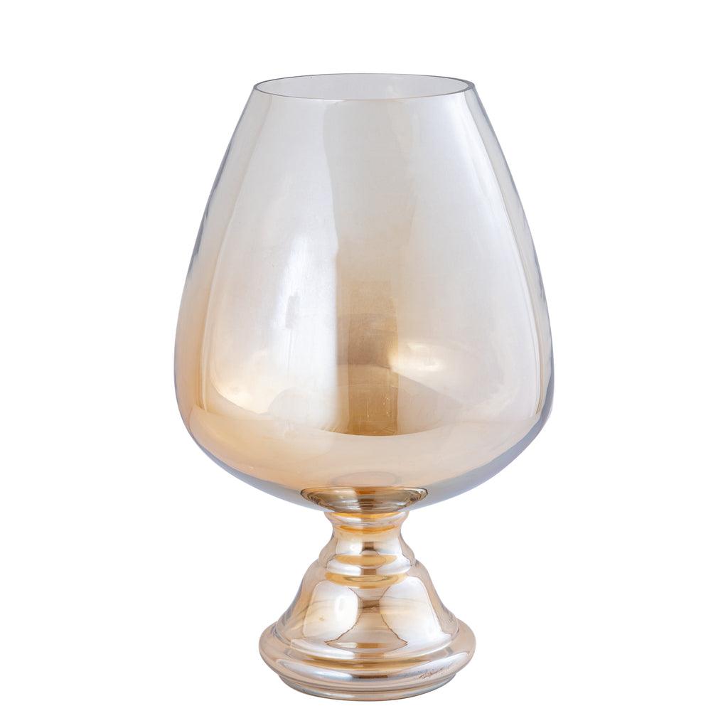 Alwine Gold glass stormlight on base shiny L PTMD - Windlicht - PTMD - livinglovely.nl