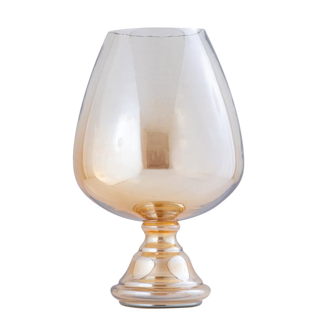 Alwine Gold glass stormlight on base shiny L PTMD - Windlicht - PTMD - livinglovely.nl