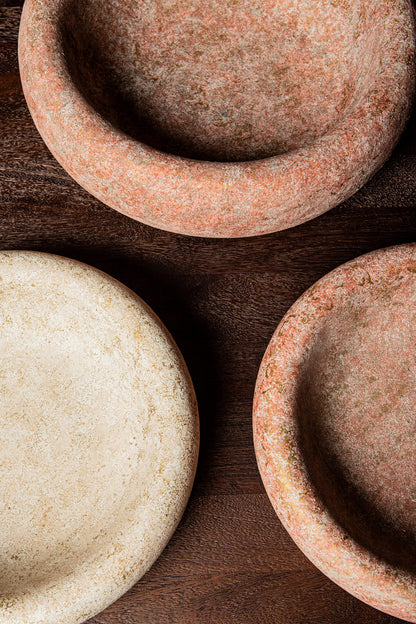 Aly Red Cement Round Bowl Big PTMD - Schaal - PTMD - livinglovely.nl