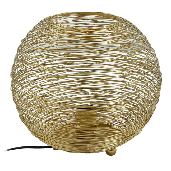 Andres Gold iron table lamp round wired design L , , PTMD , livinglovely.nl