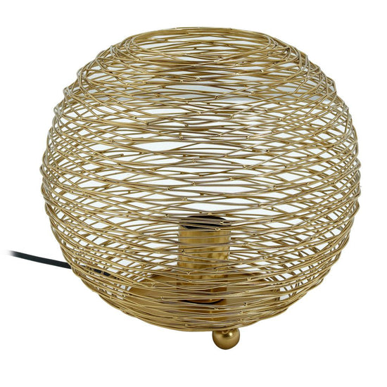 Andres Gold iron table lamp round wired design S , tafellamp , PTMD , livinglovely.nl