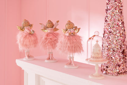 Angel Diamond Heart Polyresin Light Pink Small Assortment Of 3 - - J-Line - livinglovely.nl