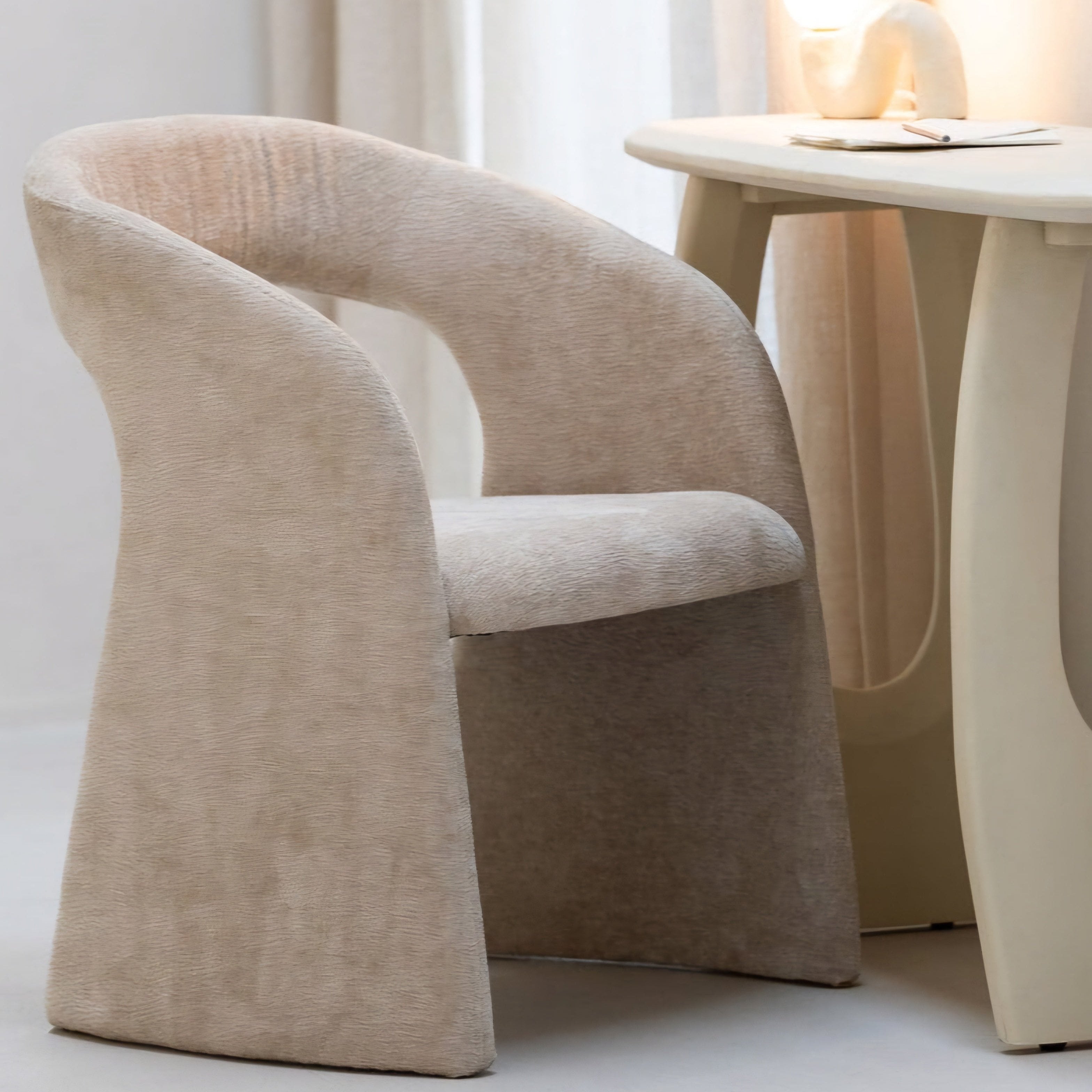 Anise Stoel Textiel Beige - Eetkamerstoel - J-Line - livinglovely.nl