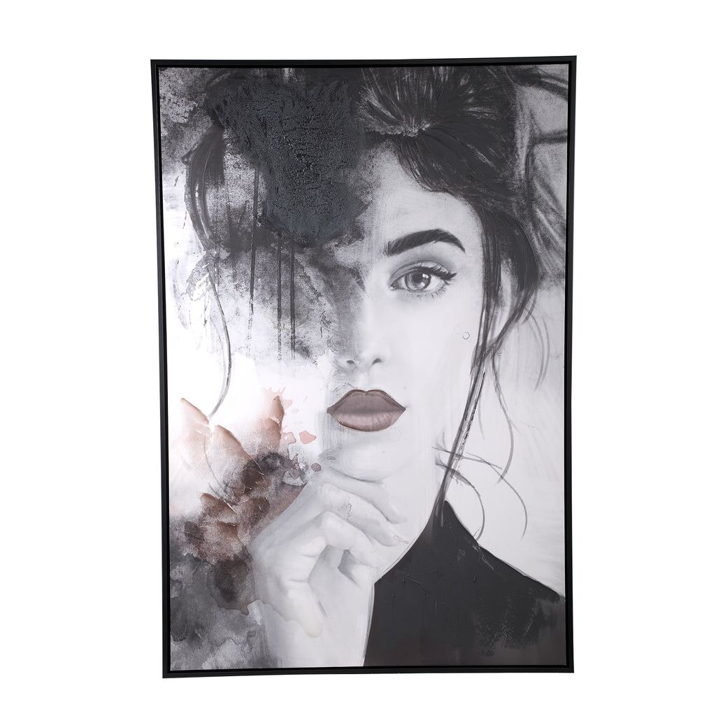 Annelies Black Polyester Painting Woman PTMD - Schilderij - PTMD - livinglovely.nl