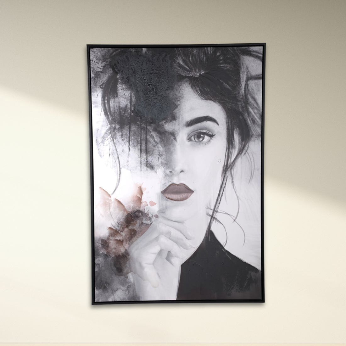 Annelies Black Polyester Painting Woman PTMD - Schilderij - PTMD - livinglovely.nl