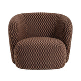 Aphrodite Fauteuil Donkerbruin Blocked van PTMD, vooraanzicht van de donkerbruine fauteuil