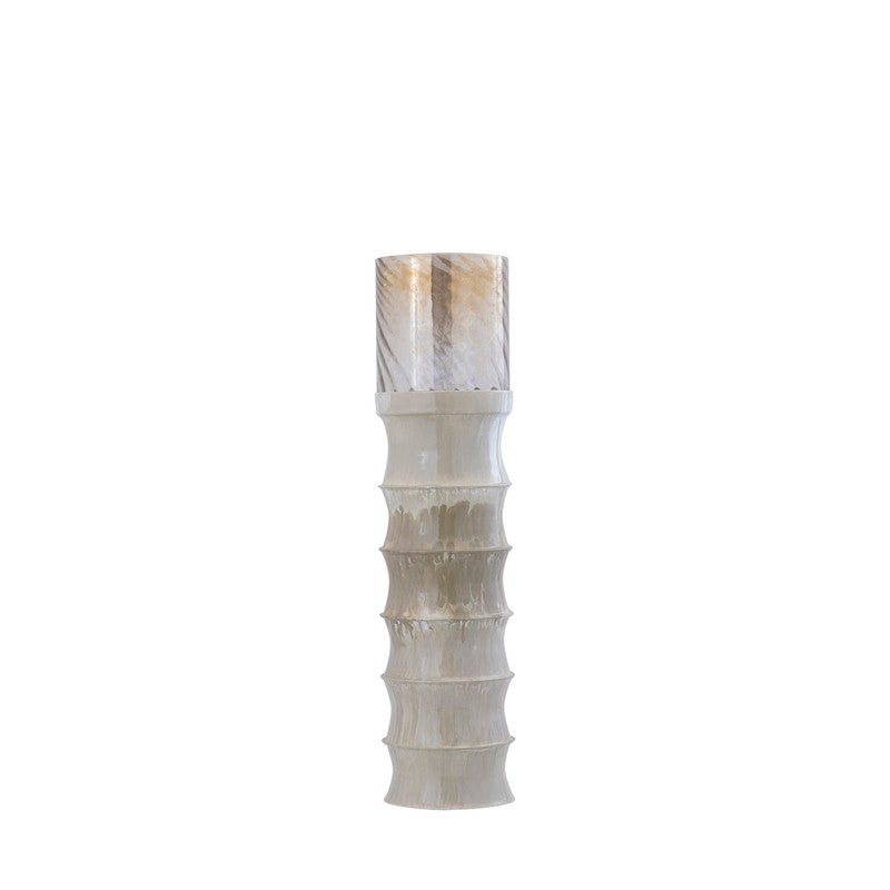 ARCHIVED: Kaylyne Cream Enamel Ribbed Stormlight W Glas S PTMD - Kandelaar - PTMD - livinglovely.nl