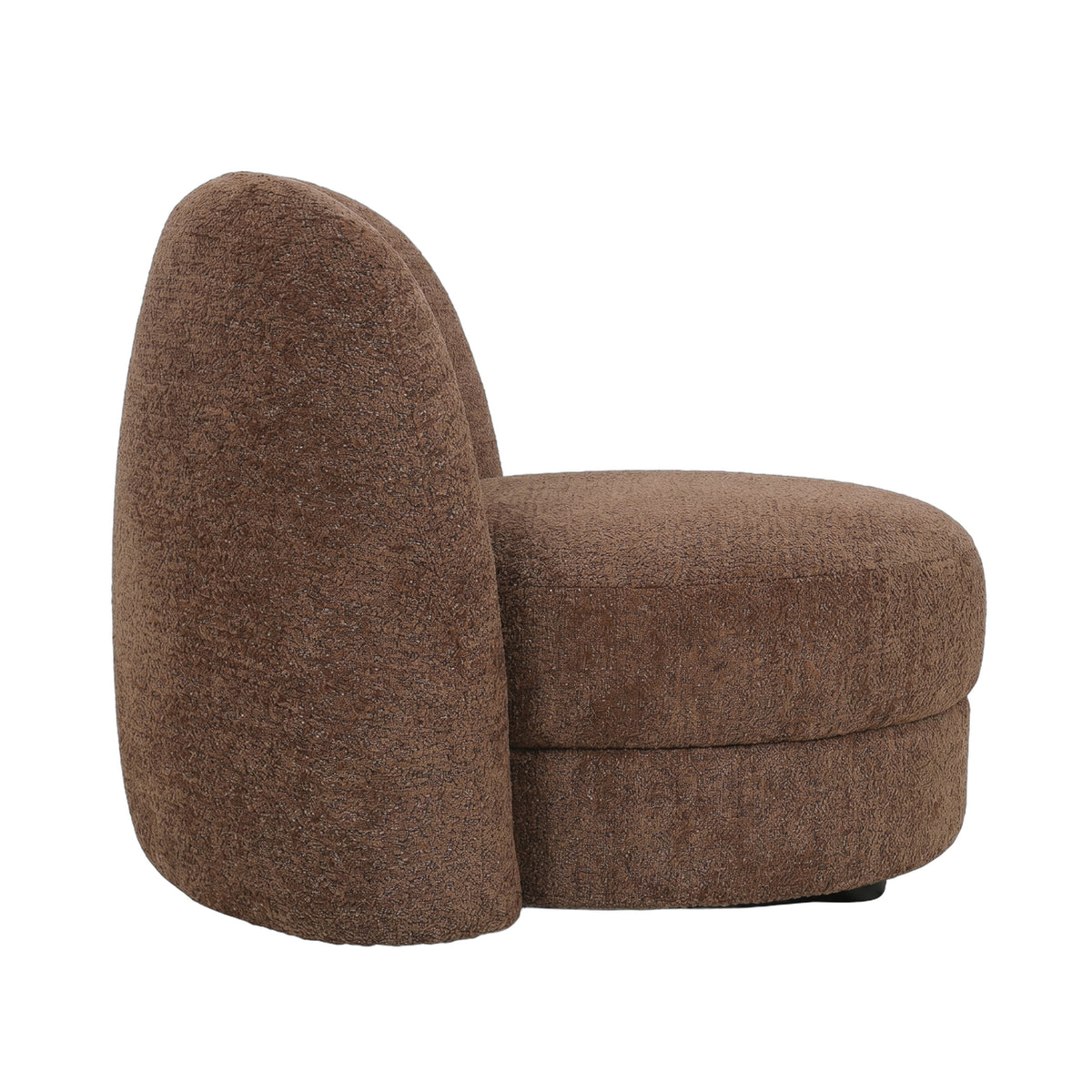 Arco Fauteuil Rond Aphrodite Bruin van PTMD, ronde vorm met lage, brede zitting