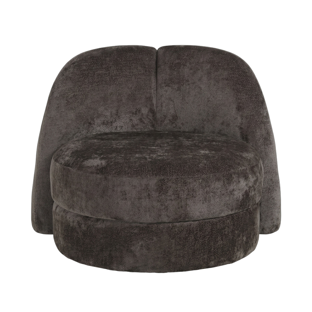 Arco Fauteuil Rond Aphrodite Donkerbruin van PTMD, donkerbruine ronde fauteuil met Aphrodite stof