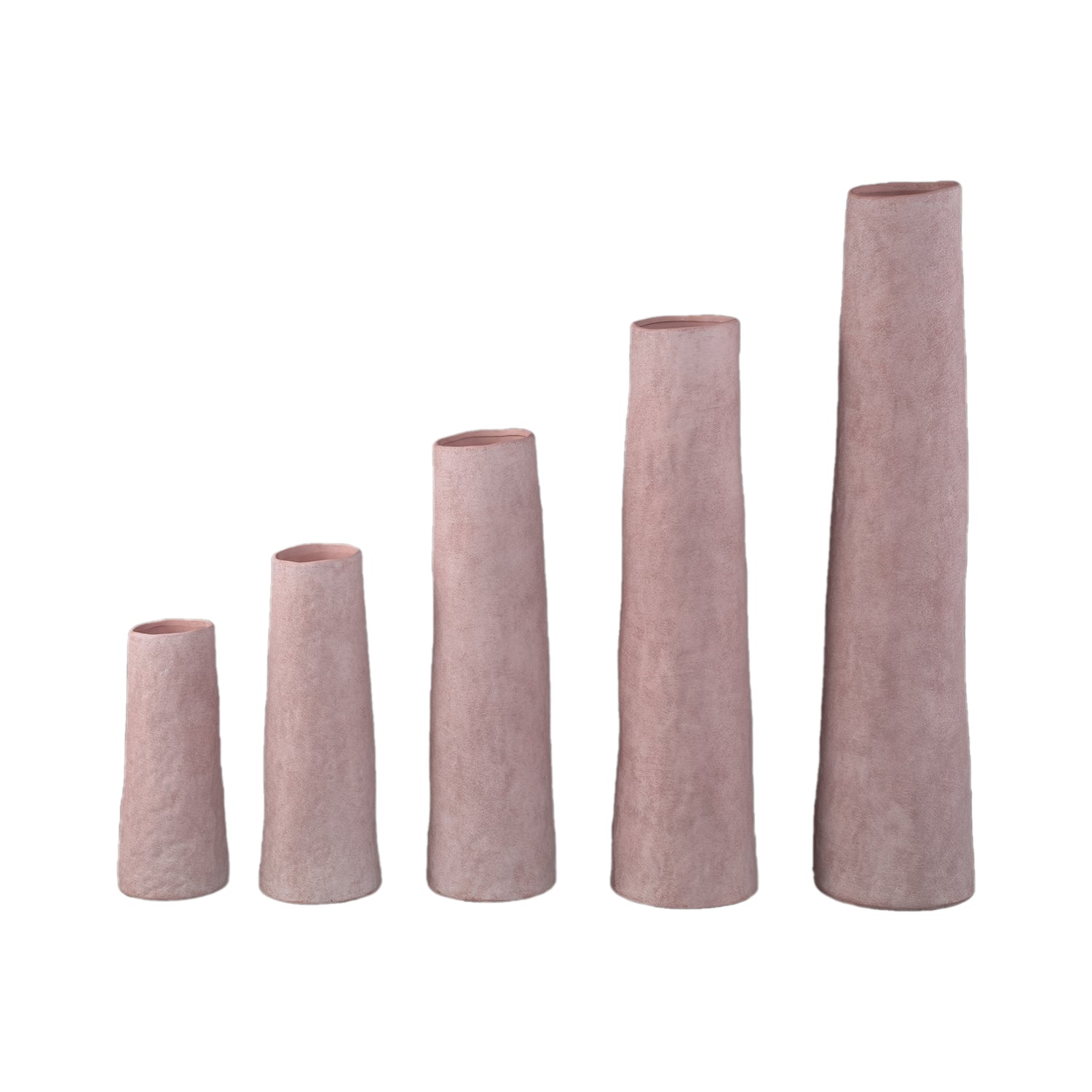 Ardala Light Pink Straight Round Ceramic Vase XL van PTMD, bovenaanzicht van de vaas op witte achtergrond