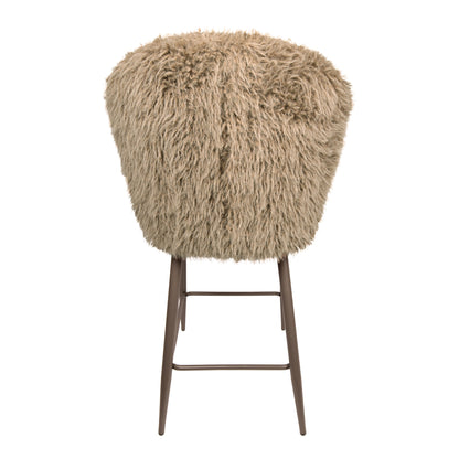 Ares barkruk Hair bruin van PTMD, detail van de zachte bruine bekleding