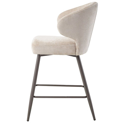 Ares Cream bar chair aphrodite 3 beige clay leg PTMD - Barkruk - PTMD - livinglovely.nl