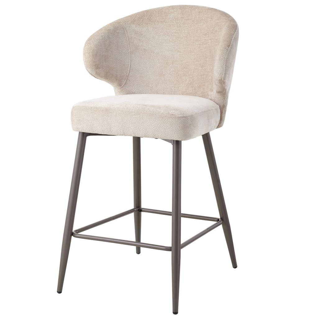 Ares Cream bar chair aphrodite 3 beige clay leg PTMD - Barkruk - PTMD - livinglovely.nl