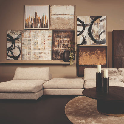 Asante Brown canvas painted wallpanel square frame PTMD - Schilderij - PTMD - livinglovely.nl