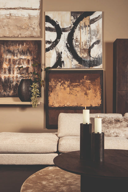 Asante Brown canvas painted wallpanel square frame PTMD - Schilderij - PTMD - livinglovely.nl